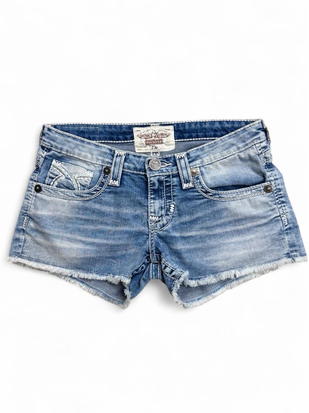Big Star Liv Low Rise Distressed Cutoff Denim Shorts 2013 Vintage Y2K Size 27